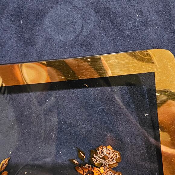 Glass Tray with Gold Trim and Raised Flowers - Picture 5 of 6